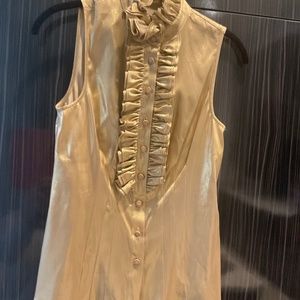 Sleeveless gold ruffled blouse